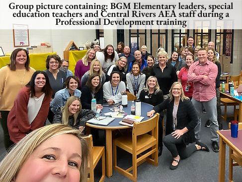 Group photo of BGM School District elementary leaders, special education teachers, and Central Rivers AEA staff.